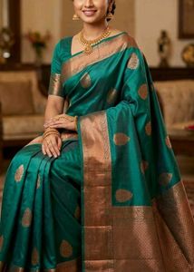 Elegant Teal Banarasi Saree