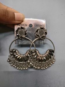 Boho Oxidized Jhumka Earrings