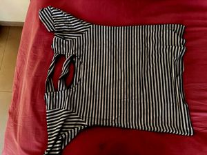 Striped T-shirt with Cut-out Back