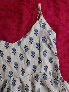 White Floral Print Kurti Top