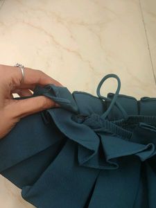 Chic Teal Off-Shoulder Ruffled Top