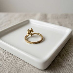 Delicate Flower Ring with Zircons
