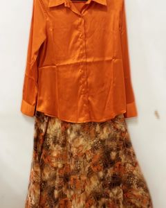 Boutique Satin Shirt With High Skirt