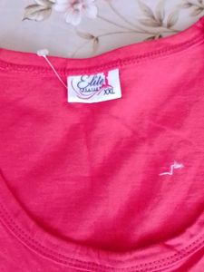 Vibrant Red Cotton Blouse with Lace Trim