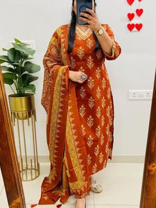 Beautiful Rust Kurta Set with Dupatta