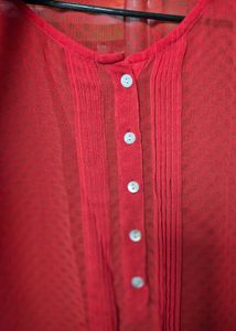 Red Button-Down Kurti