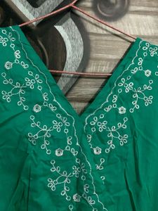 Embroidered Green Dress🎋
