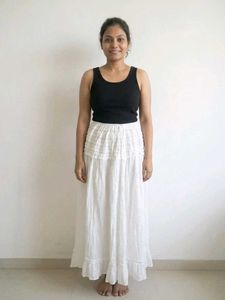 White Strapless Midi Dress Cum Skirt Free Size
