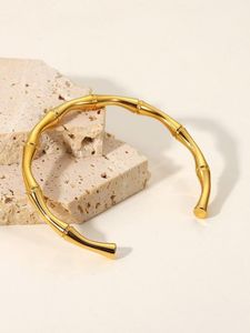 Elegant Gold Bamboo Bangle Bracelet