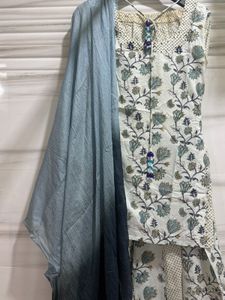 blue and white sharara set