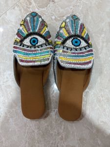 Beaded Evil Eye Mules