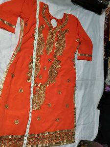 Orange Kurta with Gold Embellishments