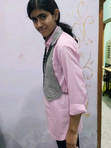 Chic Striped Vest &amp; Pink Shirt Combo