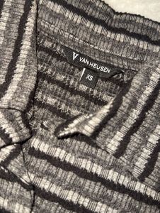 Striped Button-Down Short Sleeve Top