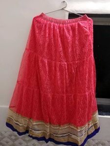 Vibrant Pink Embroidered Ethnic Skirt