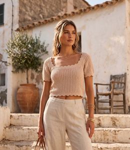 Crochet Square Neck Top