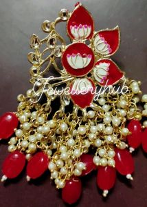 Boho Red &amp; Gold Statement Earrings❤🎉