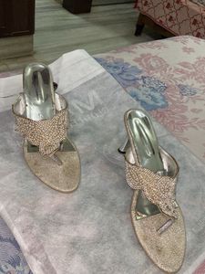 Silver pearl heels
