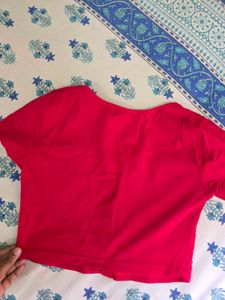 Red Button-Up Crop Top