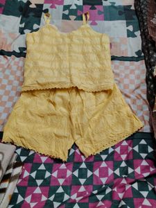 Yellow Cotton Nightsuit Set