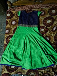 Parrot Green Ethnic Anarkali Kurti