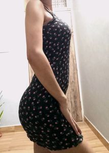 Qutie Floral Print Spaghetti Strap Mini Dress