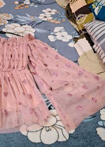 Sheer Heart Print Peplum Top