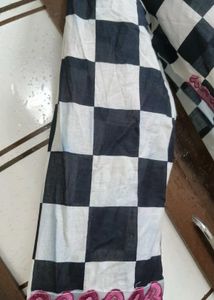Stylish Black &amp; White Checkered Kurta Set