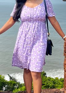 Charming Lavender Floral Print Dress