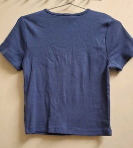 Blue Cut-Out Crop Top