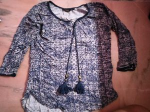 Boho Blue Print Tunic Top