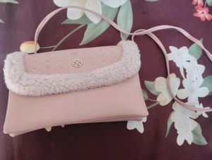 Cute Pink Clutch with Fur Trim