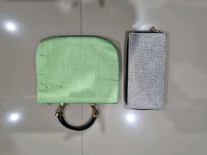 Embroidered Clutch &amp; Silver Wallet Set