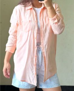 Peachy Pink Button-Up Shirt