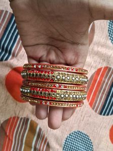 Beautiful Set of Red & Gold Bangles