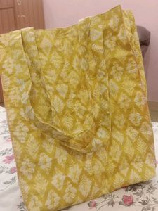 Yellow Floral Print Tote Bag