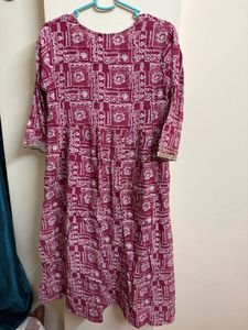 Maroon Printed Kurta set with dupatta