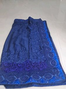 Elegant Blue Embroidered Saree