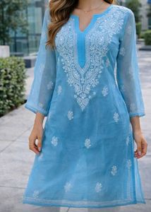 Sky Blue Chikankari Kurta
