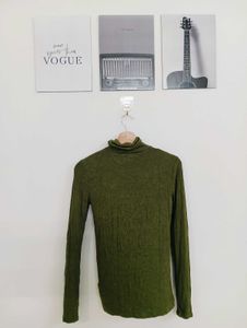 Olive Green Turtleneck Top