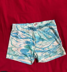Blue Swirl Print Athletic Shorts