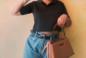 ⚡🖤Black Mock Neck Button Top
