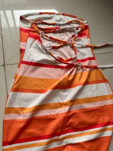 Strapless Striped bodycon dress