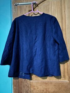 Elegant Blue Cropped Jacket