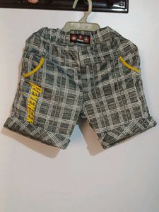 Checked Shorts with Yellow Accent