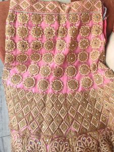 Pink &amp; Gold Embroidered Lehenga Choli