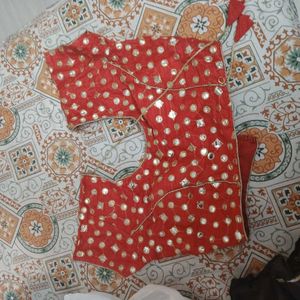 2blouse combo green and Red Embroidered Blouse wit