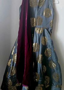 perfect 4 DIWALI :Grey dress , purple velvet