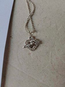Sparkling Heart &amp; Key Pendant Necklace