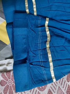 Teal Ethnic Skirt with Blouse piece Gold Trim